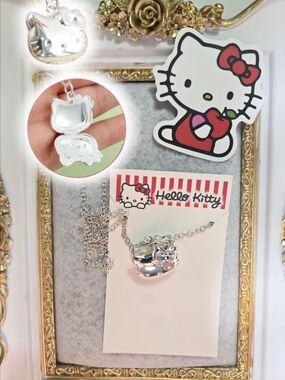 Hello Kitty Silver Locket Necklace Gift Sticker Jewelry